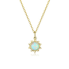 Sterling Silver White Opal Sun Pendant Necklace