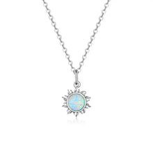 Sterling Silver White Opal Sun Pendant Necklace