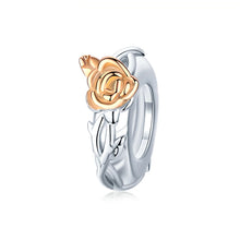 3D Rose Flower Pendant Charm 925 Sterling Silver Rose Gold Color Charms for Bracelet