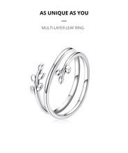 Trendy Multilayer Leaf Open Ring
