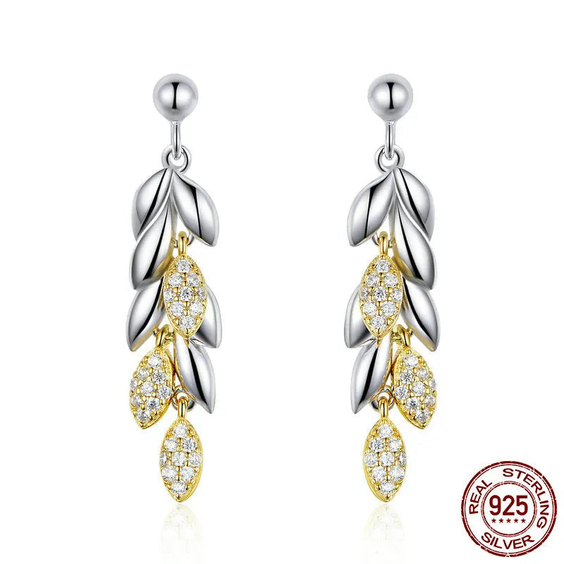 Sterling Silver Unique Wheat Drop Earrings