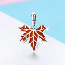 Sterling Silver Autumn Maple Tree Leaves Hanging Beads Pendant Charms