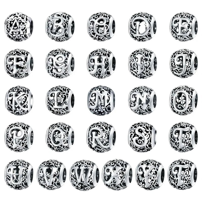 Sterling Silver Retro Letter Charms