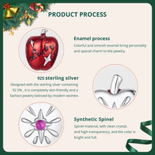 Sterling Silver Red Apple Asymmetrical Earrings