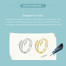 Trendy Multilayer Leaf Open Ring