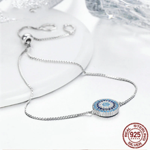 Blue Round Evil Eye Chain Link Bracelet