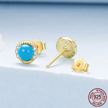 terling Silver Turquoise Halo Stud Earrings