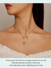 Sterling Silver Spring Bird & Tree Leaf Leaves Dangle Pendant Necklace