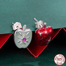Sterling Silver Red Apple Asymmetrical Earrings
