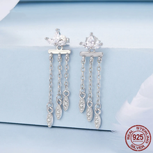 Sterling Silver Flower Tassel Front-Back Earrings