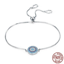 Blue Round Evil Eye Chain Link Bracelet