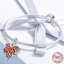 Sterling Silver Autumn Maple Tree Leaves Hanging Beads Pendant Charms