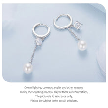 Sterling Silver Staggered CZ Tassel Hoop Earrings