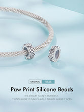 Sterling Silver Paw Print Silicone Beads Retro Pet Heart Charm