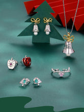 Sterling Silver Red Apple Asymmetrical Earrings