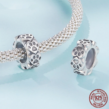 Sterling Silver Paw Print Silicone Beads Retro Pet Heart Charm