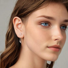 Sterling Silver Flower Tassel Front-Back Earrings