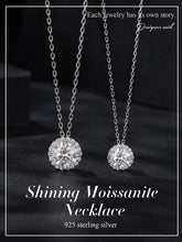Sterling Silver Round Halo Moissanite Necklace
