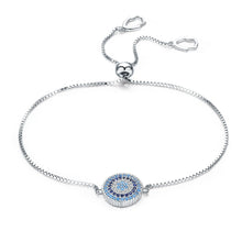 Blue Round Evil Eye Chain Link Bracelet