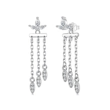 Sterling Silver Flower Tassel Front-Back Earrings