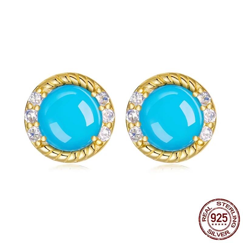 terling Silver Turquoise Halo Stud Earrings