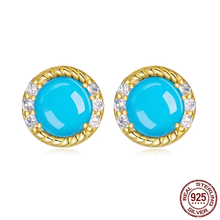 terling Silver Turquoise Halo Stud Earrings