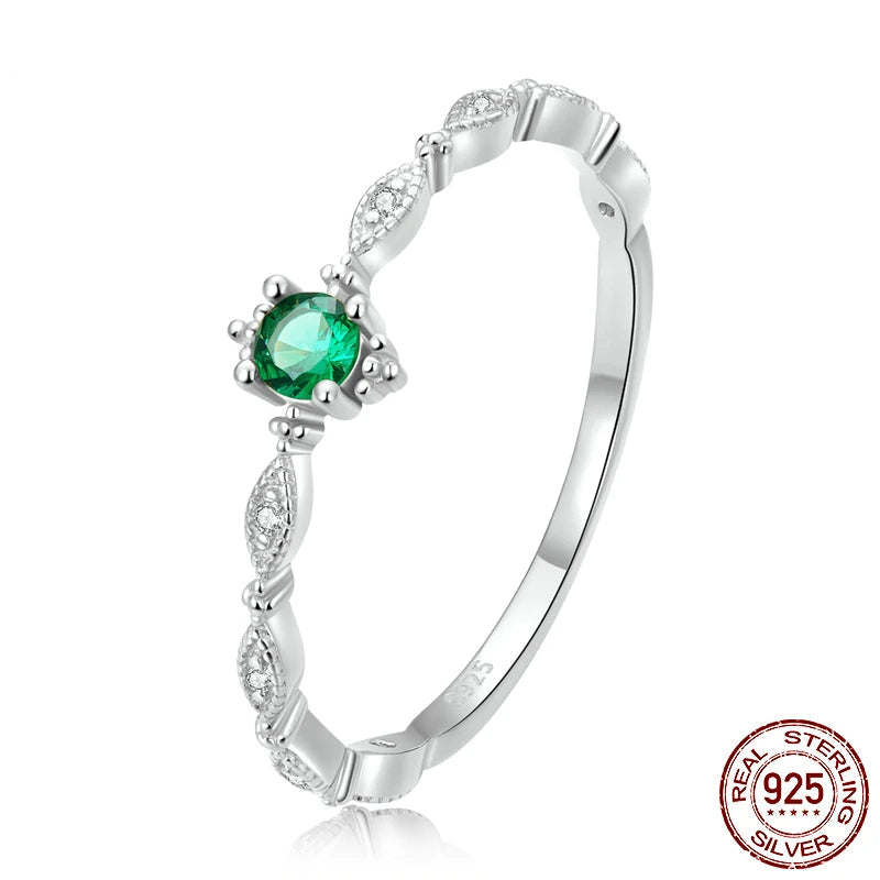 Inlaid with Green Zirconium Ring