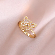 Versatile Flower Rotatable Cubic Zirconia Size Adjustable Rings
