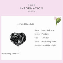 3D Rose Flower Pendant Charm 925 Sterling Silver Rose Gold Color Charms for Bracelet