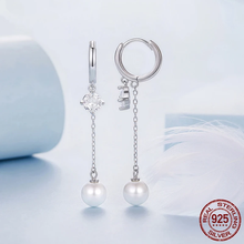 Sterling Silver Staggered CZ Tassel Hoop Earrings