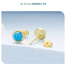 terling Silver Turquoise Halo Stud Earrings