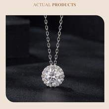 Sterling Silver Round Halo Moissanite Necklace