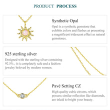 Sterling Silver Pink Opal Sun Double-layer Necklace