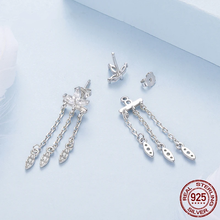 Sterling Silver Flower Tassel Front-Back Earrings