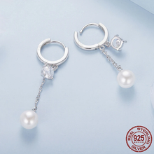 Sterling Silver Staggered CZ Tassel Hoop Earrings