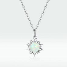 Sterling Silver White Opal Sun Pendant Necklace