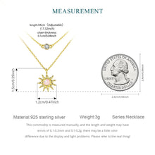 Sterling Silver Pink Opal Sun Double-layer Necklace