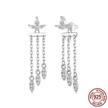 Sterling Silver Flower Tassel Front-Back Earrings