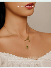 Sterling Silver Spring Bird & Tree Leaf Leaves Dangle Pendant Necklace