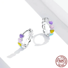 Sterling Silver Rainbow Series Heart to Heart Ring & Earrings Jewelry Set