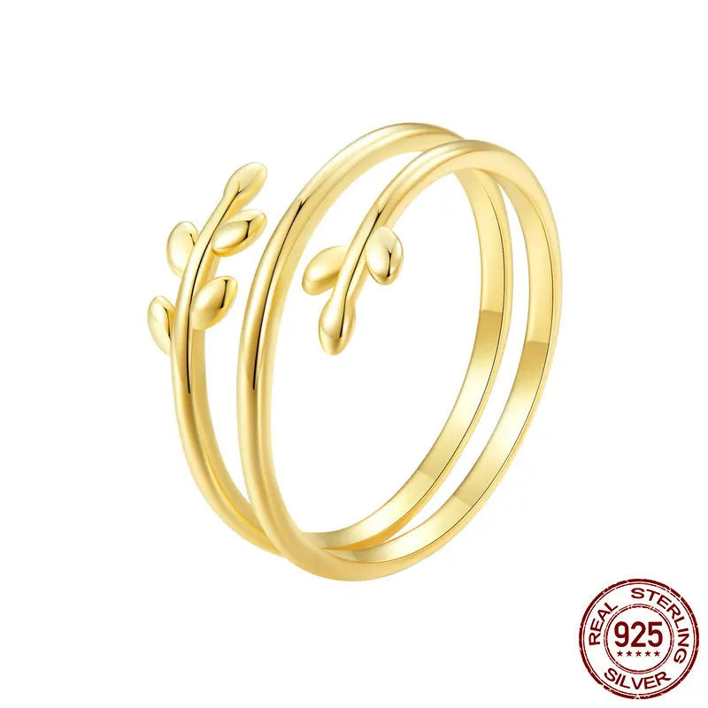 Trendy Multilayer Leaf Open Ring