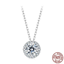 Sterling Silver Round Halo Moissanite Necklace
