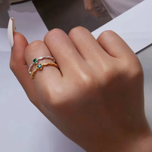 Inlaid with Green Zirconium Ring