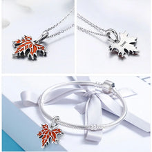 Sterling Silver Autumn Maple Tree Leaves Hanging Beads Pendant Charms