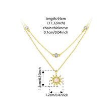 Sterling Silver Pink Opal Sun Double-layer Necklace