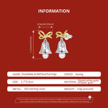 Sterling Silver Snowflake Bell Stud Earrings