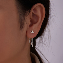 Sterling Silver Flower Tassel Front-Back Earrings