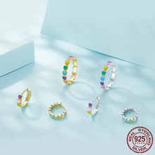 Sterling Silver Rainbow Series Heart to Heart Ring & Earrings Jewelry Set