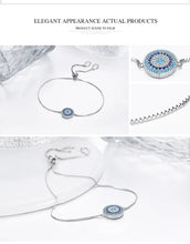 Blue Round Evil Eye Chain Link Bracelet