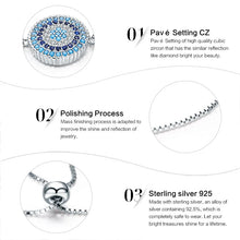 Blue Round Evil Eye Chain Link Bracelet